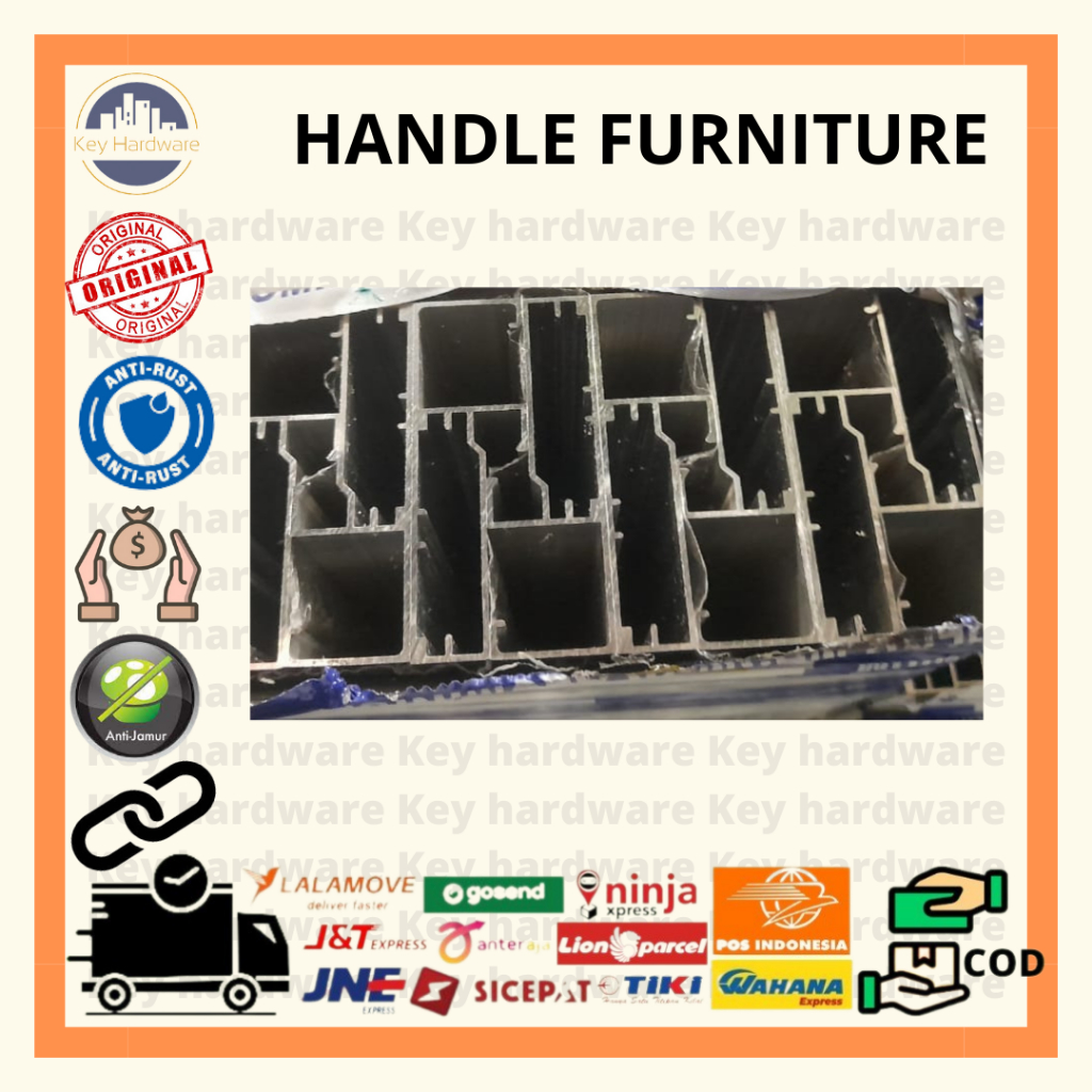 Handle Furniture Aluminium/ Profil Handle Frame Kaca dan ACP/ Bahan KITCHEN SET/ Panjang 6 Meter