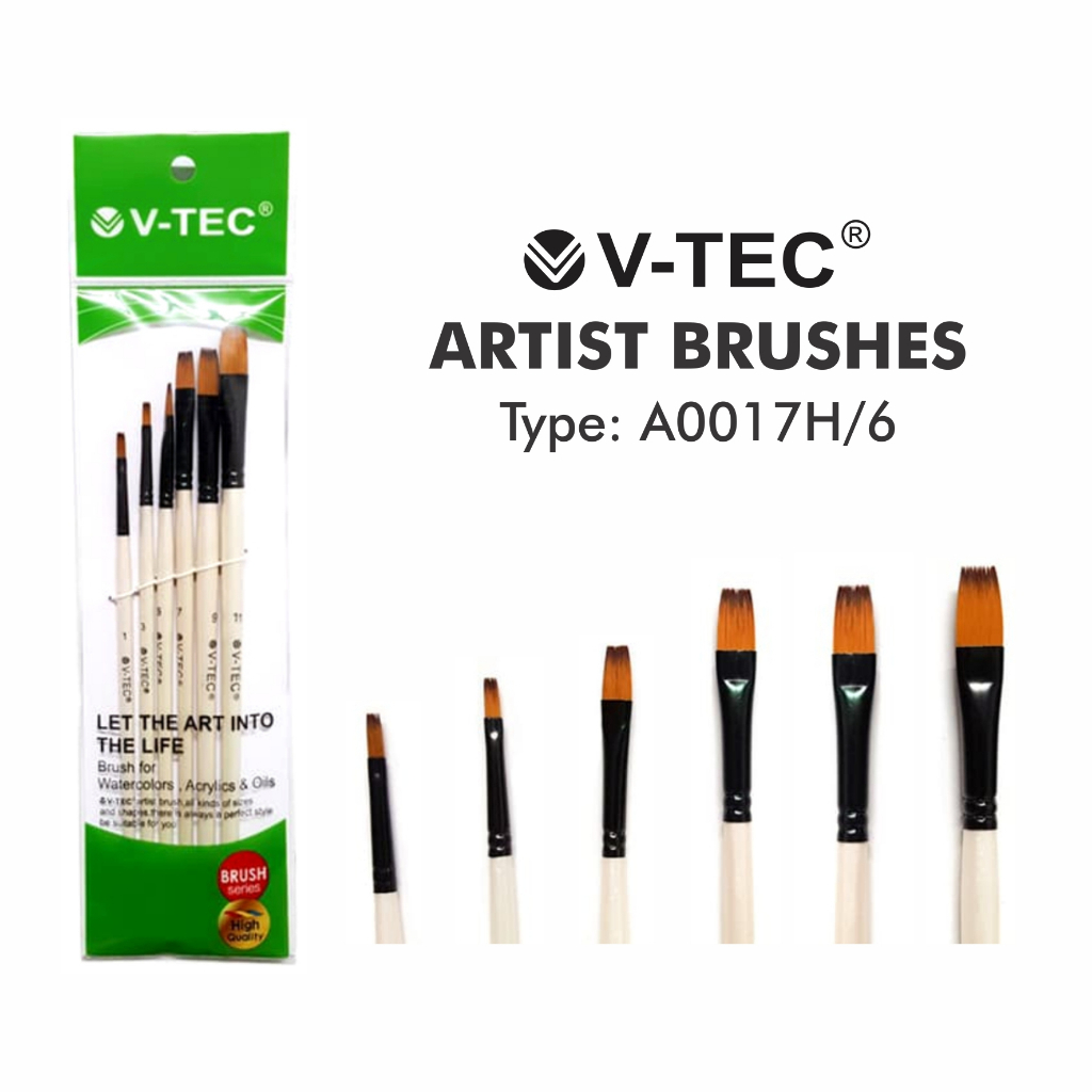 

V Tec Kuas Lukis Paint Brush Filbert - Paket Kuas Lukis Artist - ATJ