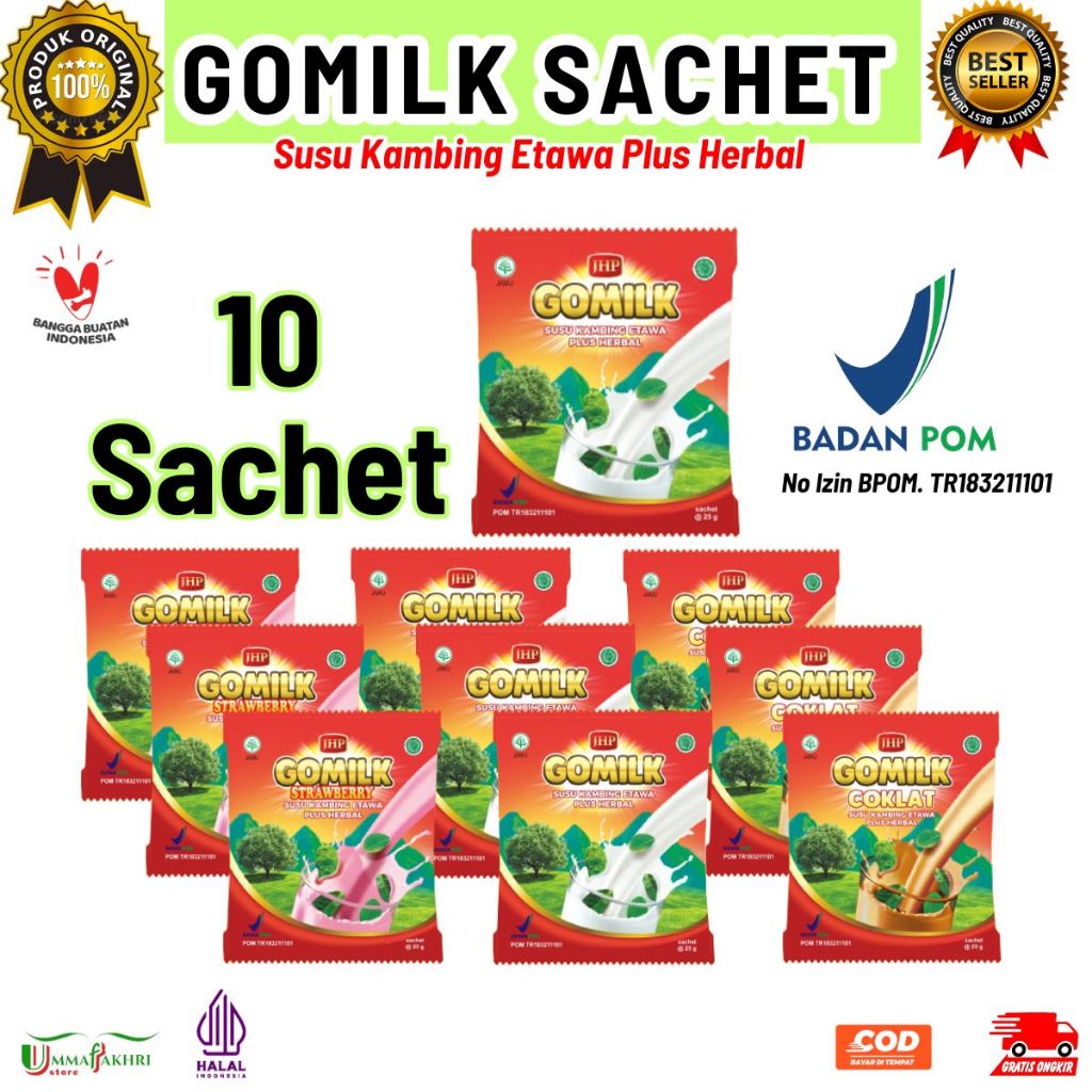 

Gomilk Paket 10 Sachet Susu Etawa Plus Herbal