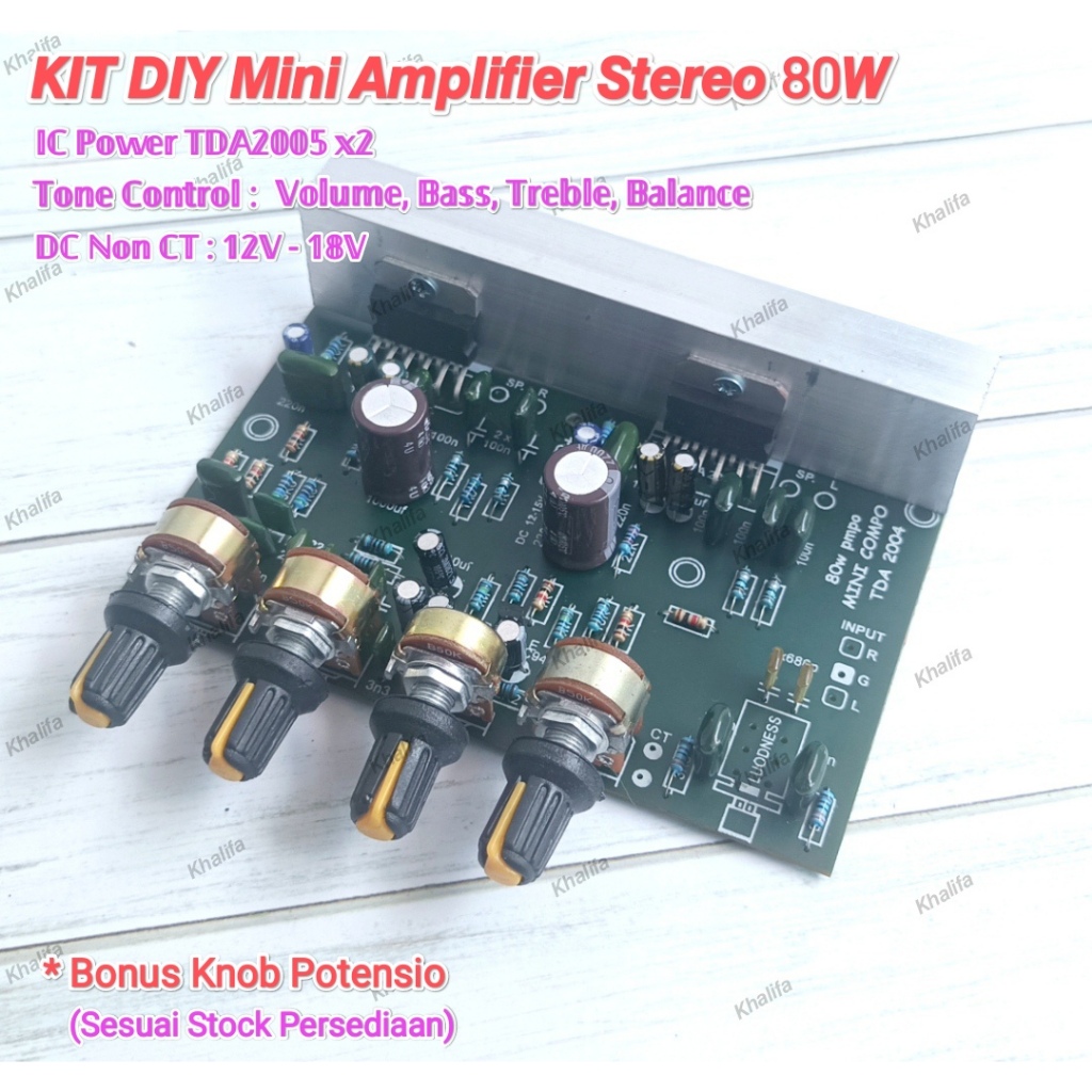 DIY Kit Modul Driver Power Amplifier Mini Stereo 80W TDA2005 DC 12V - 18V Non CT Speaker Aktif Aktiv