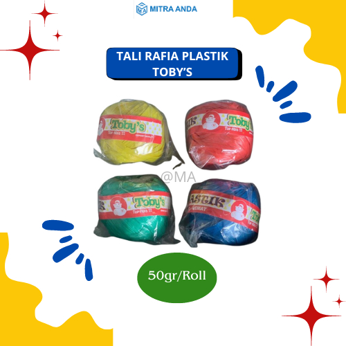 

Tali Rafia Plastik Toby's Warna Warni @50gr/roll full