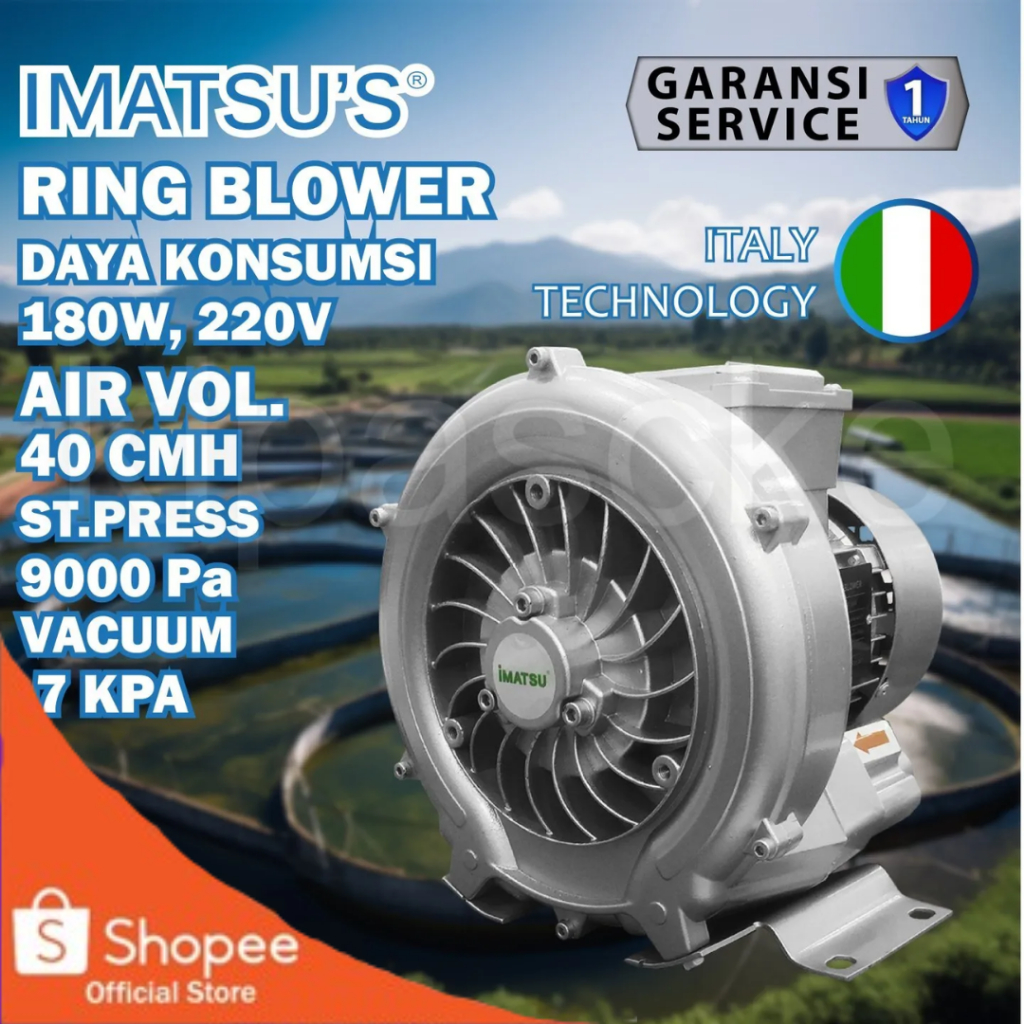 Imatsu's Ring Blower RB-180/1-NB-JX Power 180W 220V Air Pump Blower Tambak Kolam