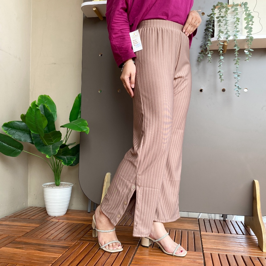 Kulot Knit Belah Samping Button Model 02 Celana Panjang