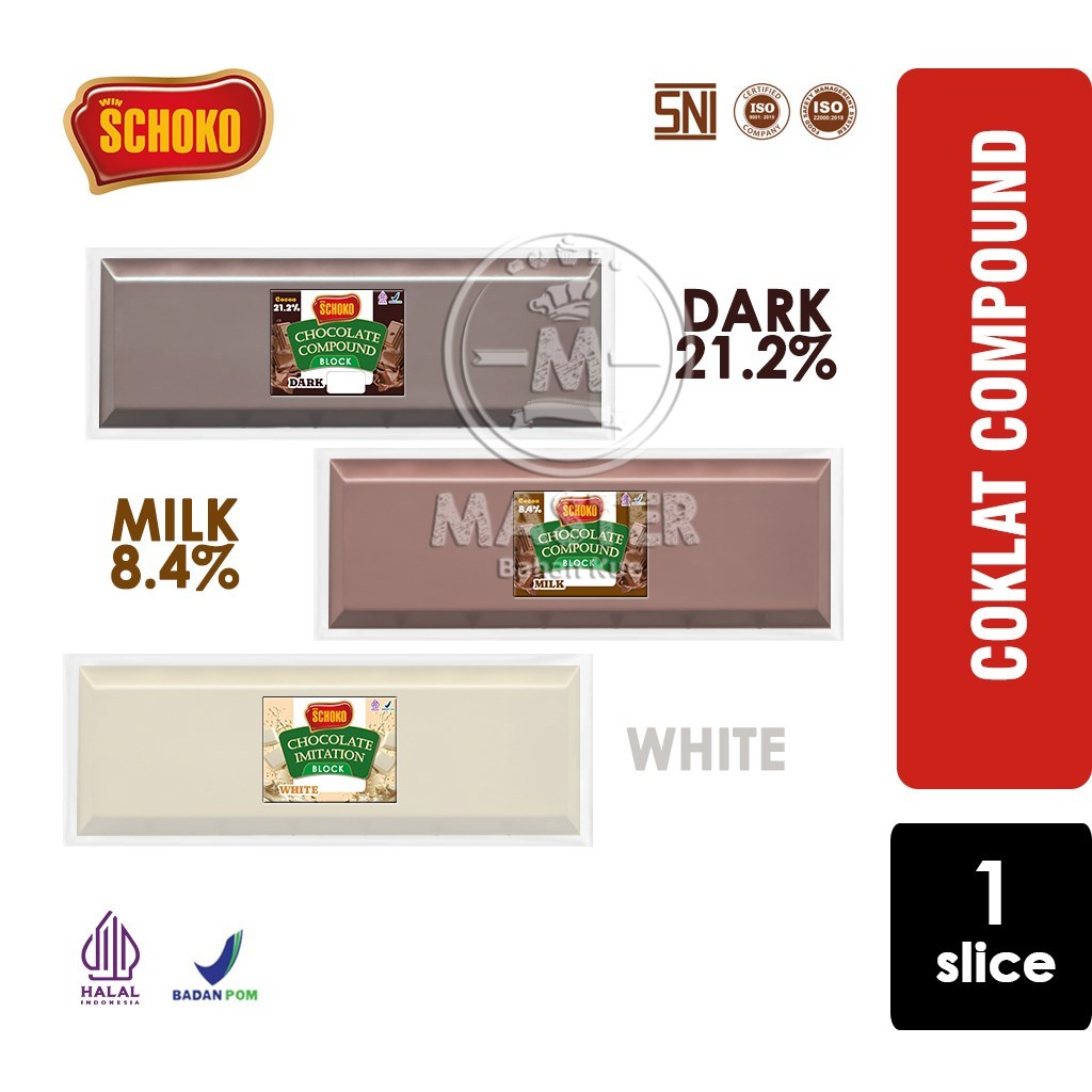 

Cokelat Batang Coklat Compound SCHOKO Premium Chocolate Block For Baking [1 Slice Potong]