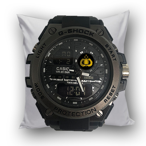 Jam Tangan Pria POLISI POLRI DIGITAL ANALOG DUAL TIME ANTI AIR Keren Terbaru Premium Full HITAM