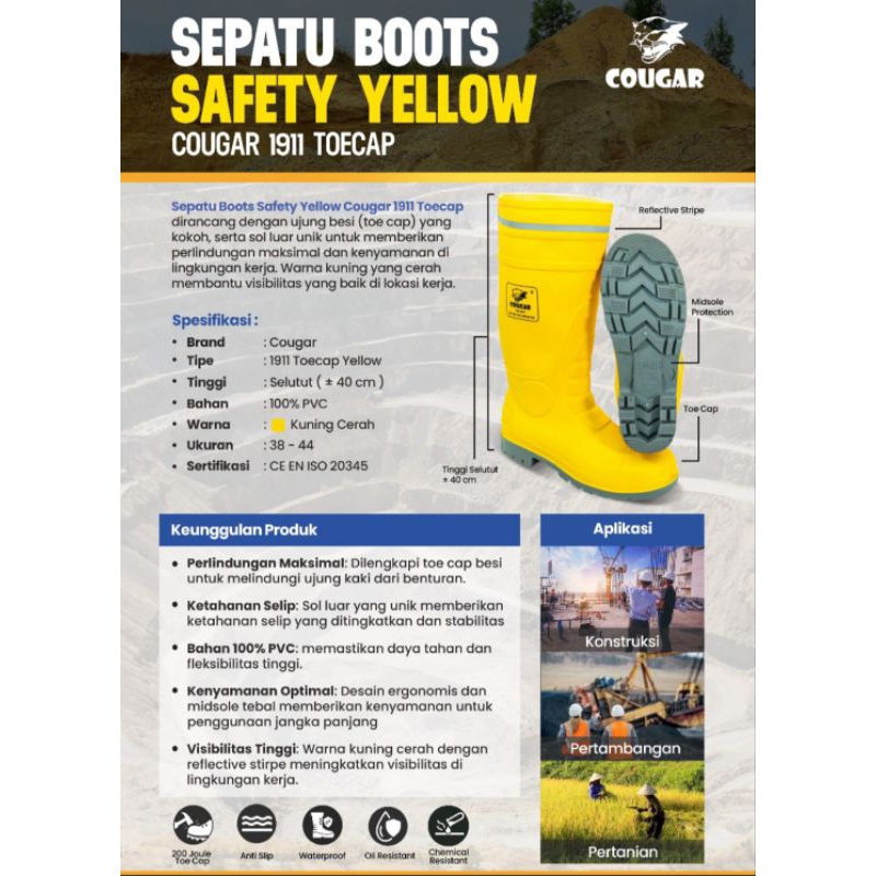 Sepatu Boot Safety Cougar 1911 Promo