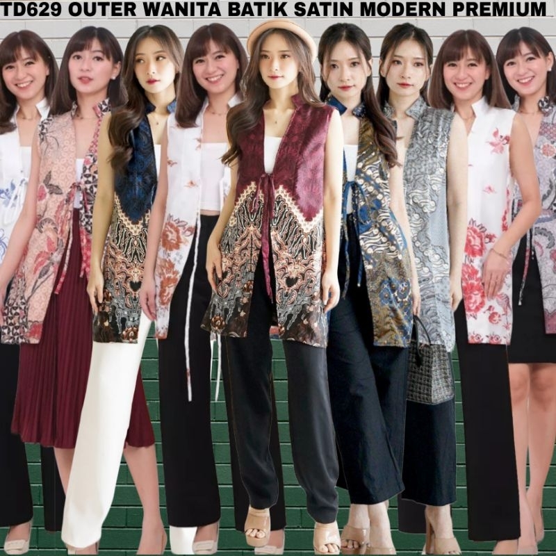 TD629 ROMPI BATIK OUTER WANITA BATIK SATIN MODERN TRENDI#BAJU ATASAN KANTOR BLAZER FORMAL WANITA