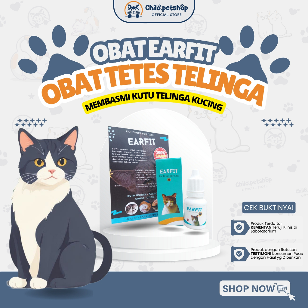 Earfit Obat Tetes Telinga Kucing Obat Earmites Sakit Telinga Gatal Telinga Conge Kucing