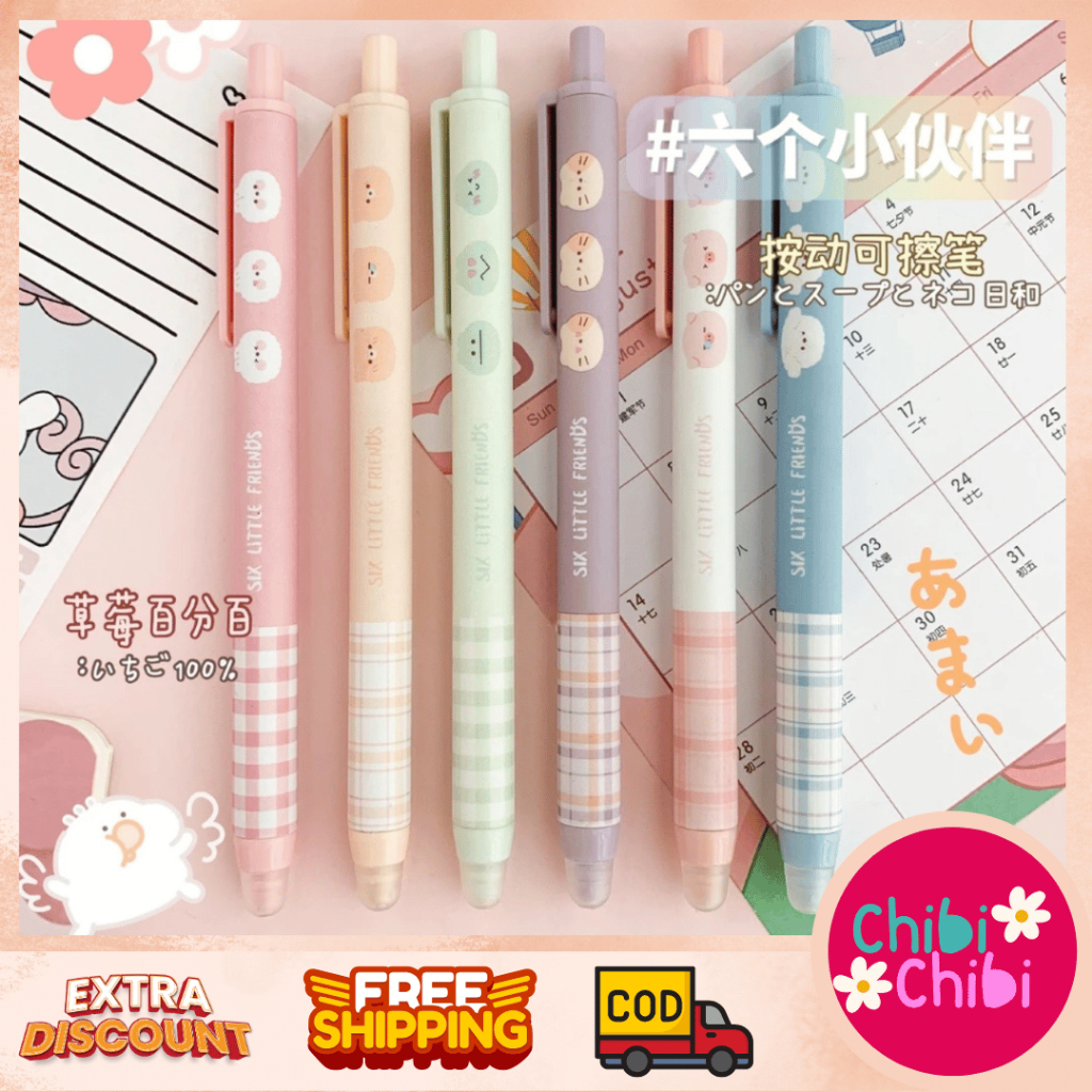 

Bolpen Gel Mekanik 1Set Isi 6pcs Bolpen Gel MOtif Pastel