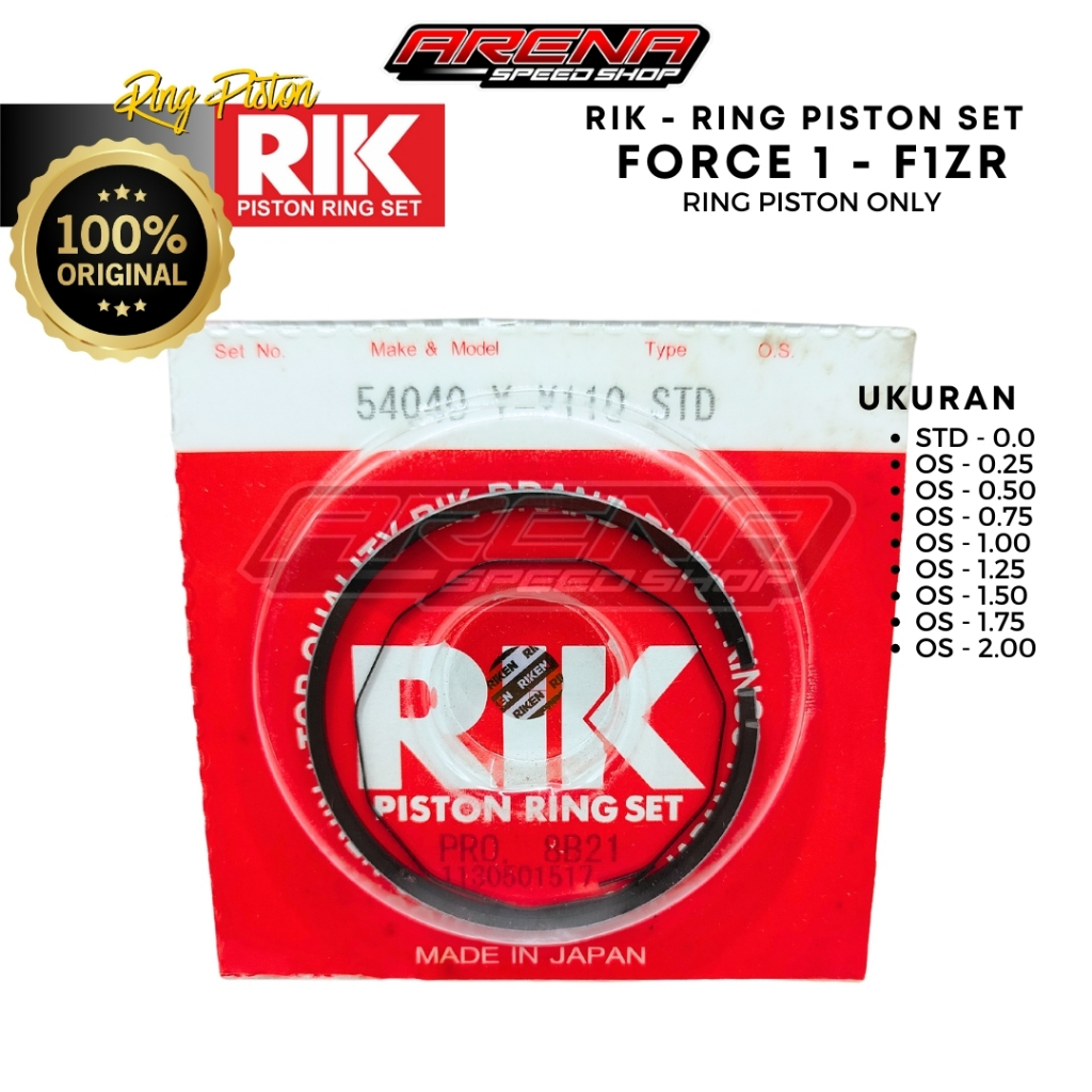 RIK Piston Ring Set Y110 - Ring Piston Only F1ZR fizr STD OS 25 50 100 125 150 200 Original