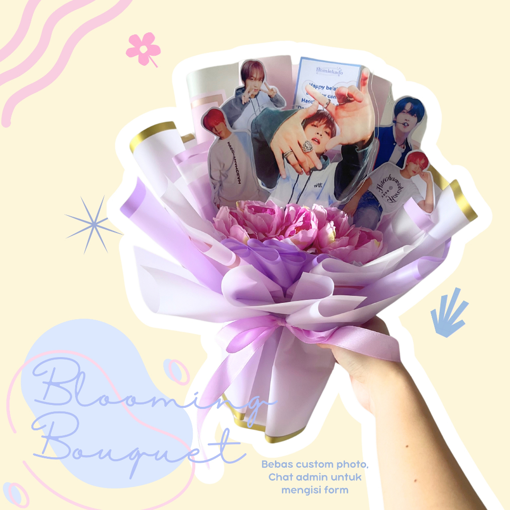 HOMIEKADO Blooming akrilik bouquet anime kpop impact custom buket bucket bts nct seventeen txt