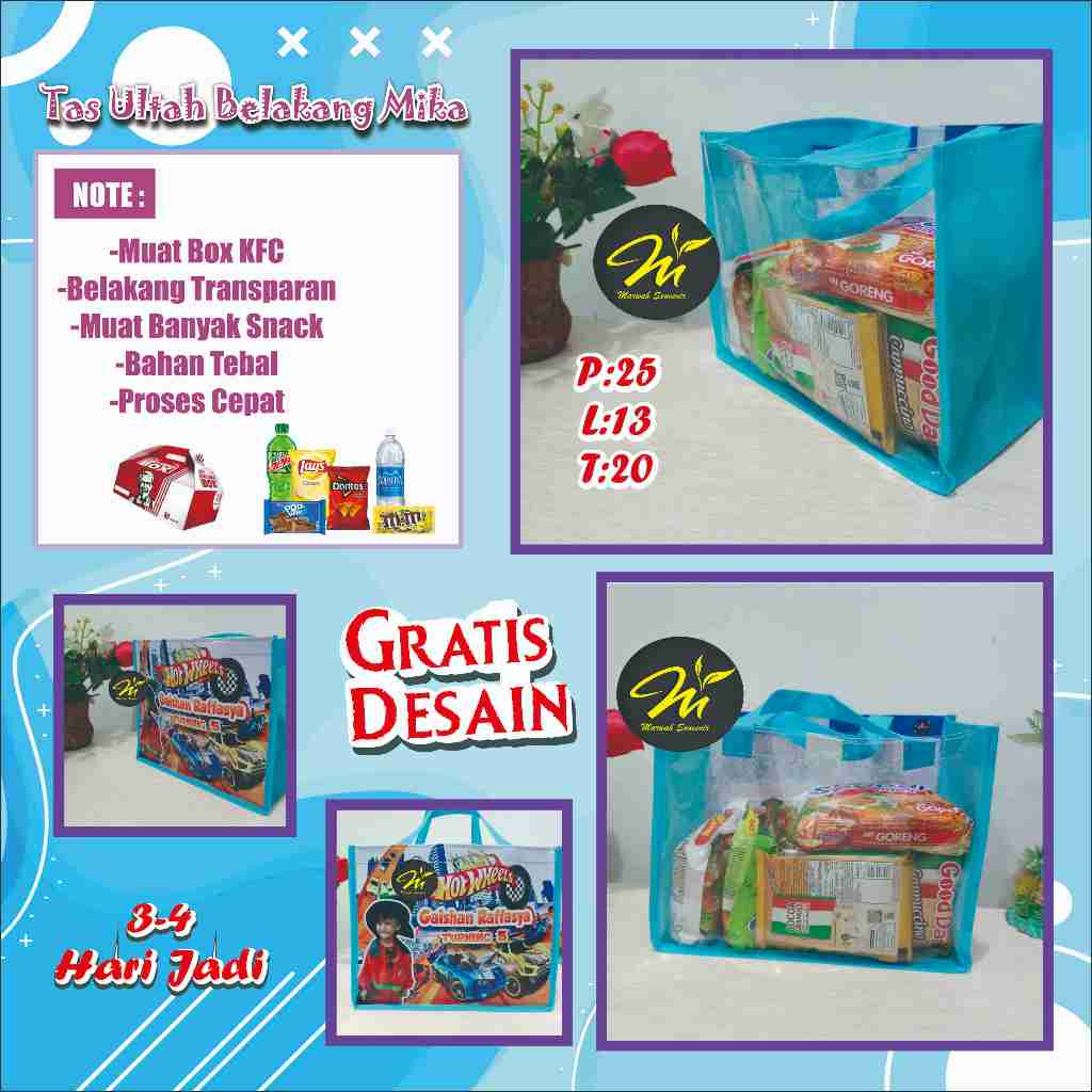 

TAS ULTAH BELAKANG MIKA/TAS ULANG TAHUN MIX MIKA/TAS ULTAH TRANSPARAN/TAS ULTAH MIKA/TAS ULANG TAHUN MIKA