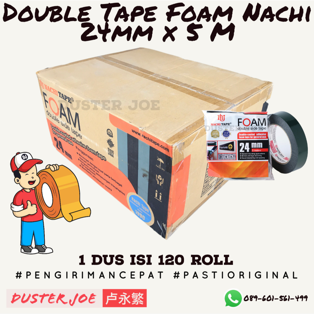 

[PER 1 DUS] Double Tape Foam Nachi 1 inch 24mm 5M (1 DUS ISI 120 ROL)