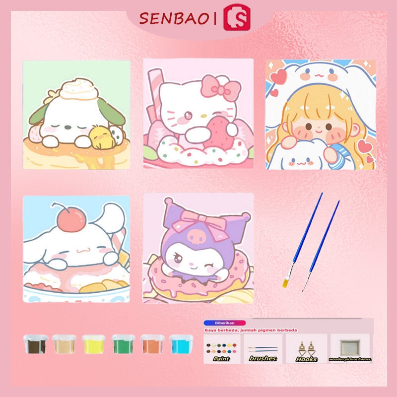 

SENBAO Paint By Number 20x20cm Disney Kartun DIY Painting Kit Canvas Paint By Number Digital Melukis
