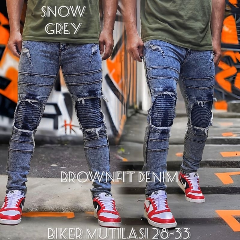 TERMURAH CELANA RIPED JEANS DENIM BIKERS PRIA KEREN MODEL TERBARU