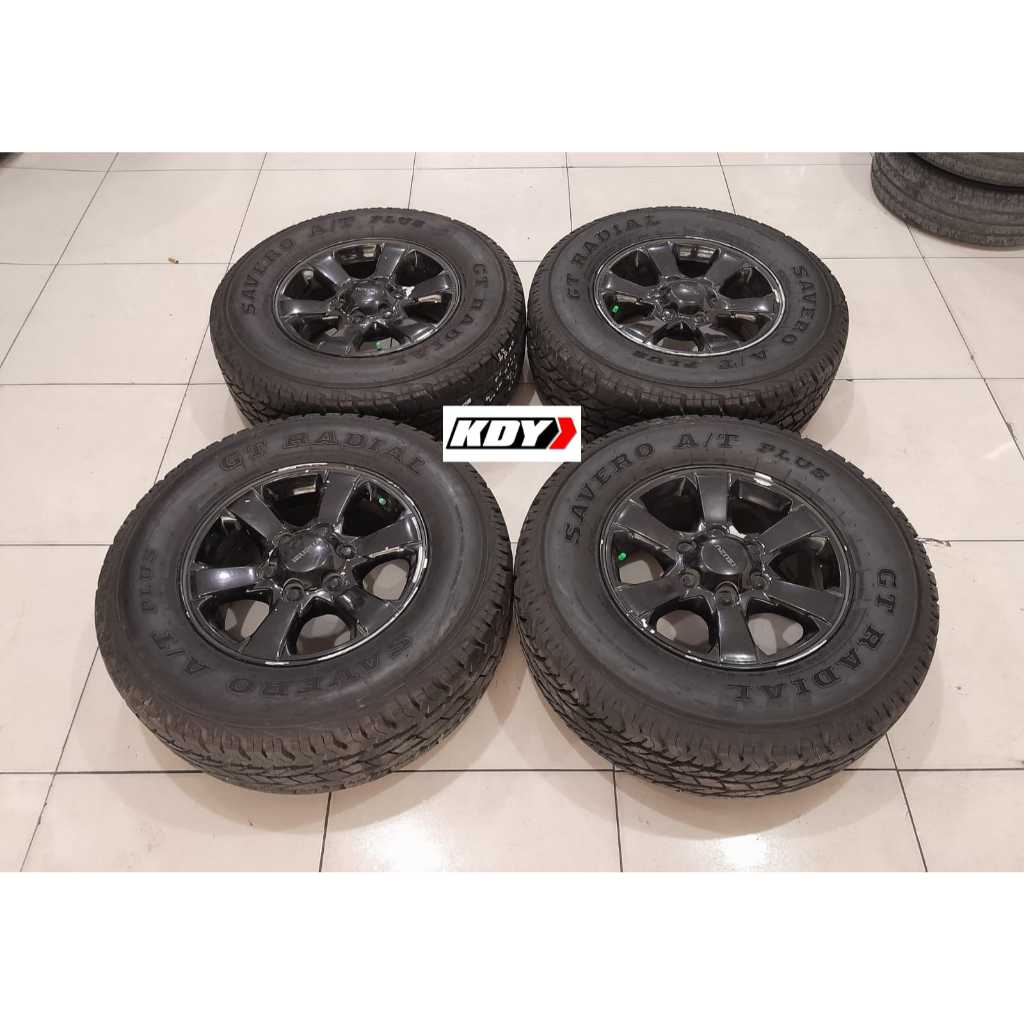 Velg Second Copotan Mobil STD ISUZU MUX R16 Hole 6X139,7 ET33 BLACK + Ban GT A/T 245 70 R16 Cocok Fo