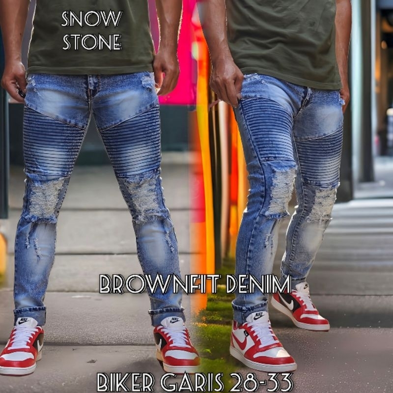 Celana Pria Jeans Sobek Bikers Riped Sofjeans Slimfit Denim Keren Pria