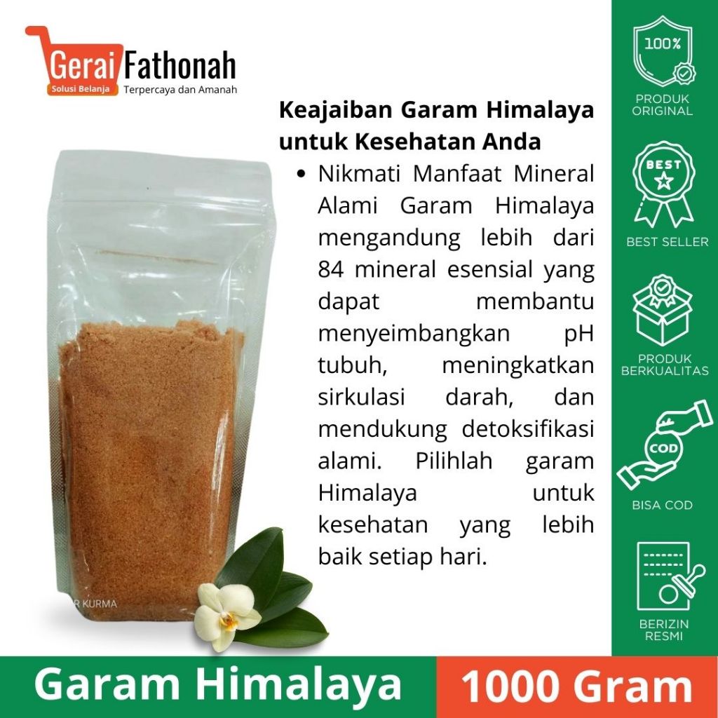 

Garam Himalaya Asli - 100% Murni, Kaya Mineral, Sehat dan Alami