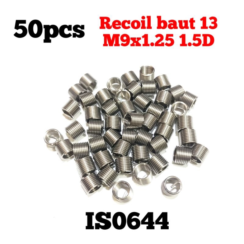 50pcs recoil m9x1.25 1.5D paket helicoil recoil baut 13 bukan m8x1.25