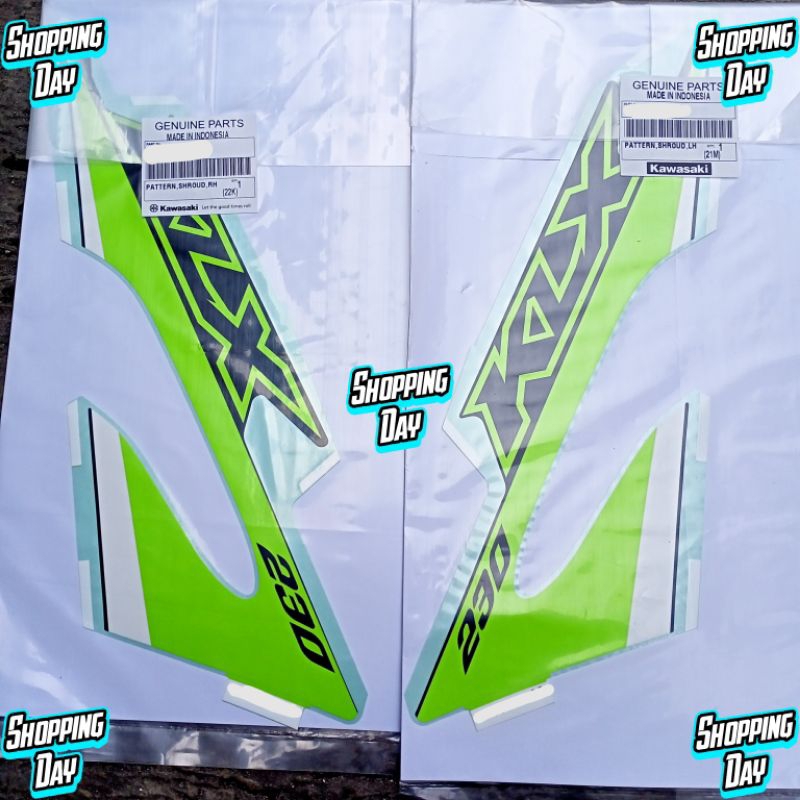Stiker body bodi sayap fering samping kanan kiri hijau klx 230 klx230 2022 ORIGINAL