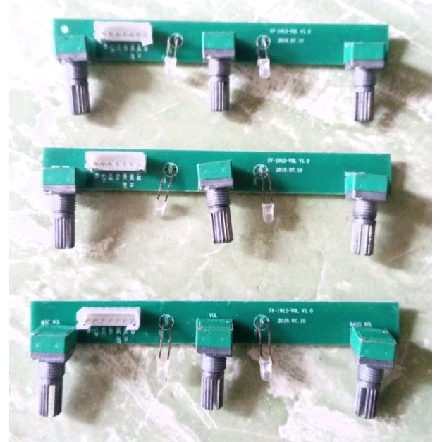 Saklar Potensio B50K Stereo Mixer Volume Mic Bass Echo SY-1912 PCB Indikator Led