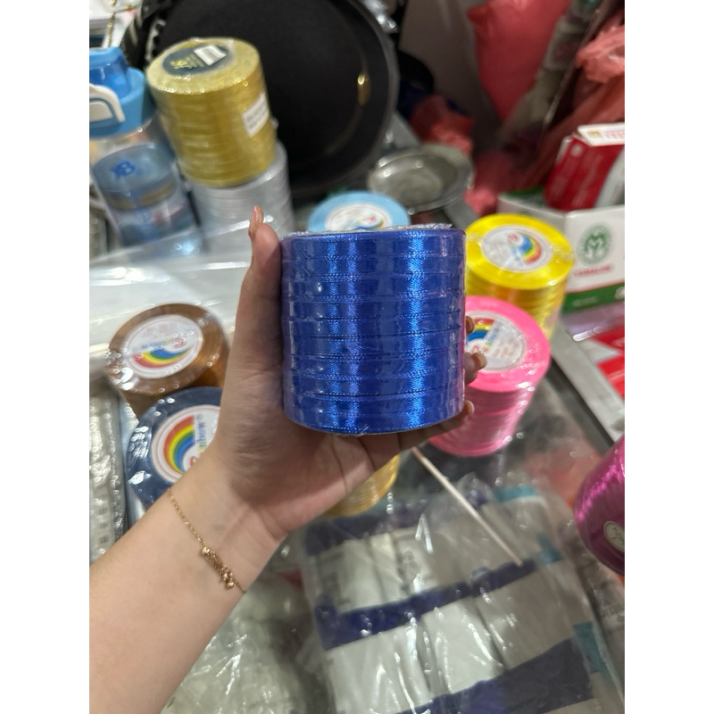 

pita satin ukuran 1/4 inch warna biru tua