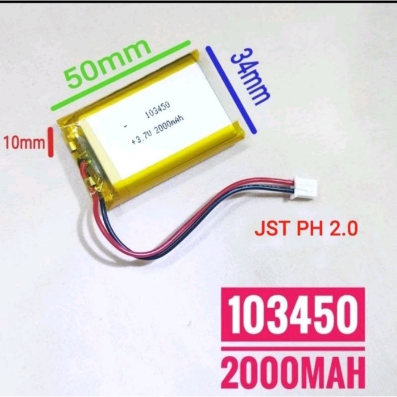103450 Li ion Lipo 3,7V IC Protection Baterai GPS MP3 Bluetooth Speaker Musik