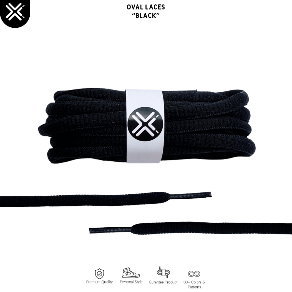 Tali Sepatu Oval Hitam Nike Dunk Running Sport Shoes | Premium Shoelaces