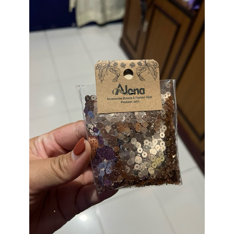 payet jepang piringan warna coklat mewah