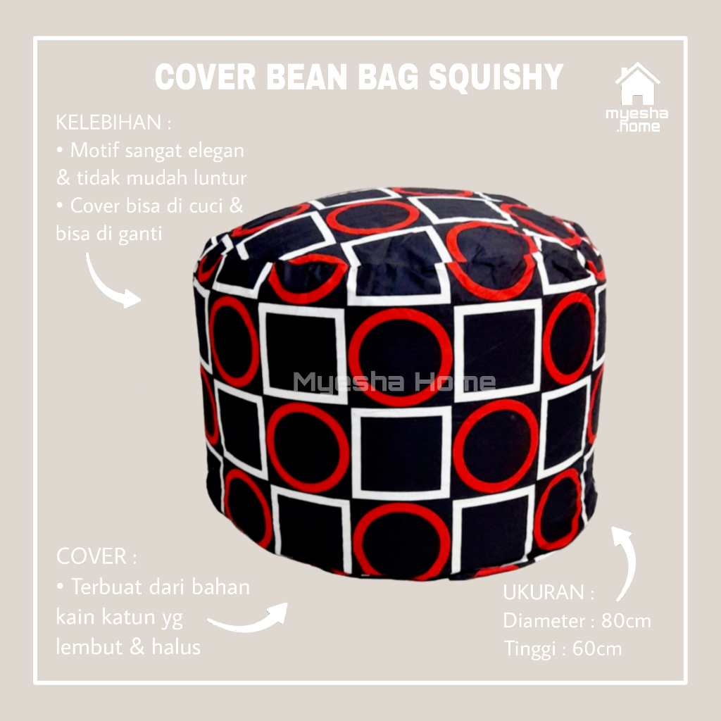 Cover Sofa Bean Bag Squishy / Sarung Sofa Bean Bag Bulat CBS19