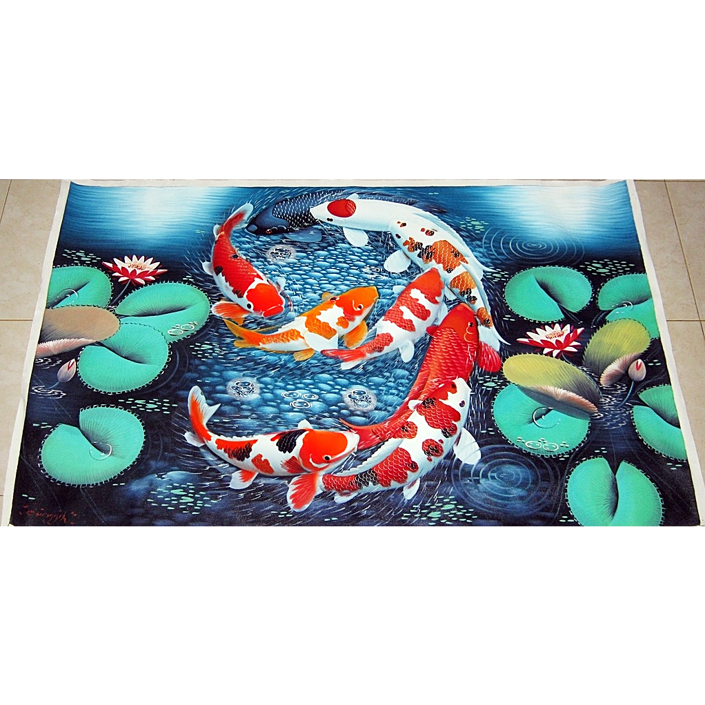 Lukisan Ikan Koi Membentuk Angka 9 Model Terbaru (Ukuran Landscape 135x85cm)