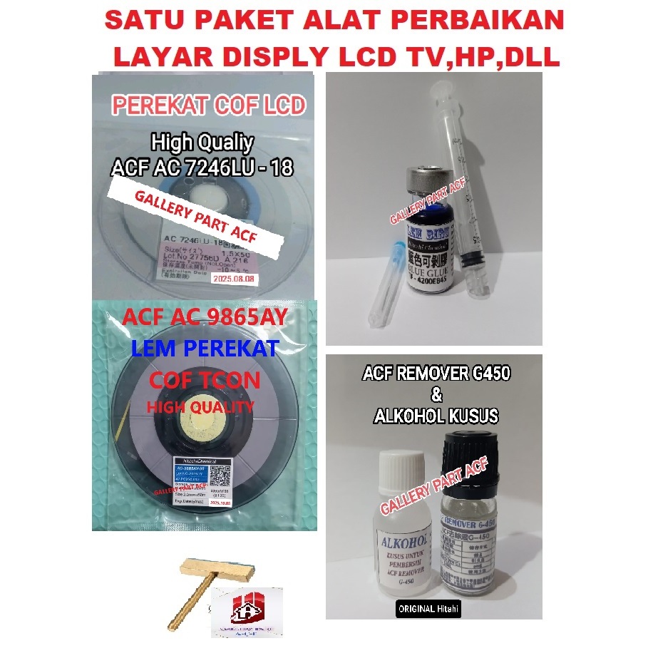 

Paket ACF AC 7246 + AC 9865 + Mata Solder T Lem Perekat Fleksibel Cof + REMOVER + lem biru TF4200EB lem setelah bonding type tf 4200 eb