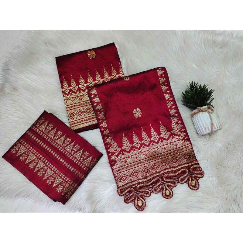 Songket silungkang couple set warna marun, ( songket selendang+ baju songket) chat untuk pilihan war