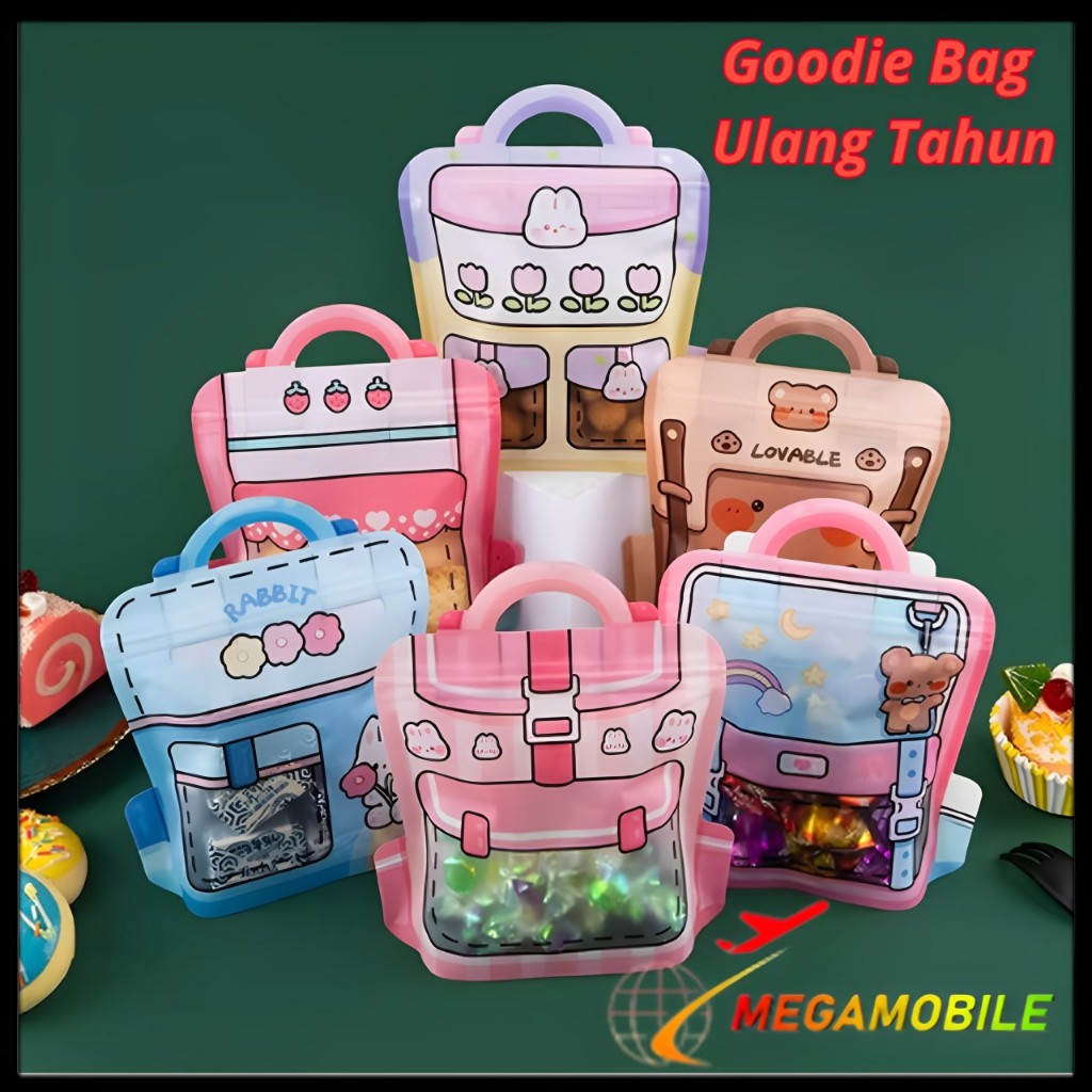 

MM Tas Hampers Snack Ulang Tahun Anak Bungkusan Plastik Cookies Goodie Bag Plastik Standing Pouch 2D Ulang Tahun Anak Motif Kartun Plastik Bingkisan Makanan Lucu Pesta Perayaan Kantong Plastik Ziplock Tas Sekolah