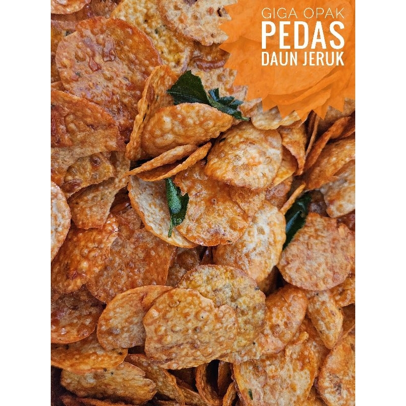 

opak giga pedas daun jeruk / opak singkong pedas daun jeruk/best sellernya opak pedas