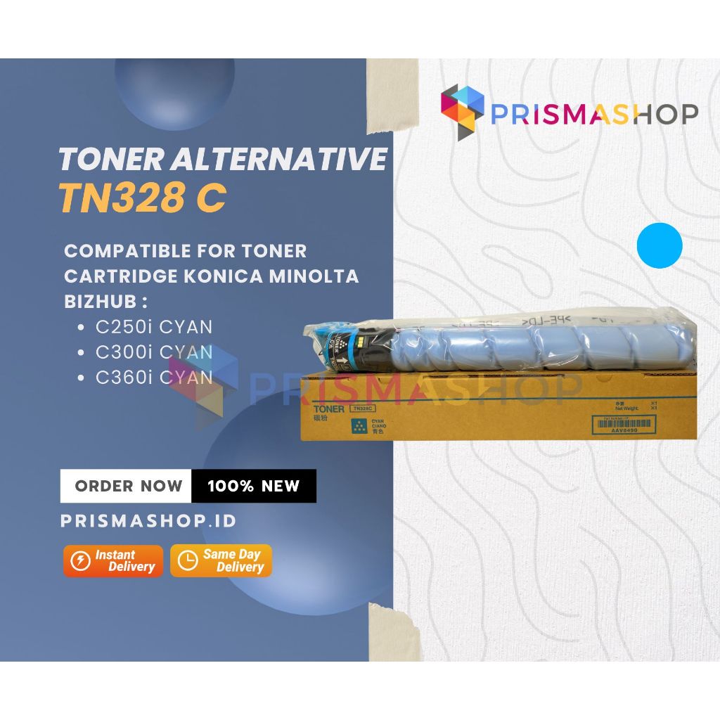 Toner compatible TN328 alternatif for cartridge KONICA MINOLTA BIZHUB C250 C300 C350  CYAN