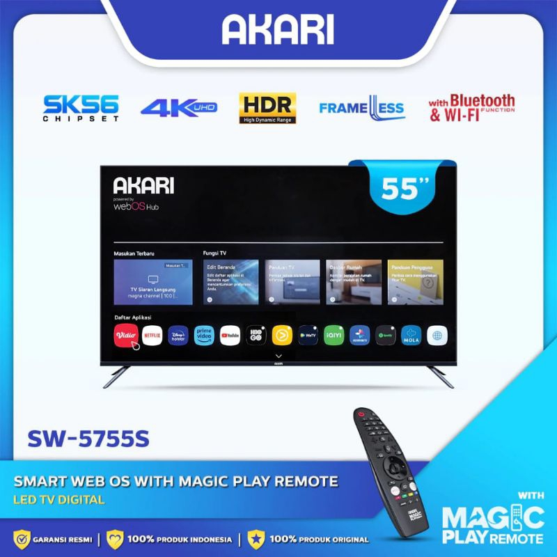 Android TV LED AKARI 55"inch Frameless WEBOS 4K UHD SW-5755S