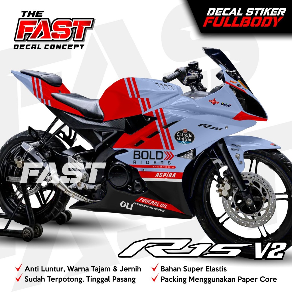 Decal R15 V2 Full Body Grsini racing Stiker R15 V2 Full Body Racing Striping R15 V2 Terbaru Decal R1
