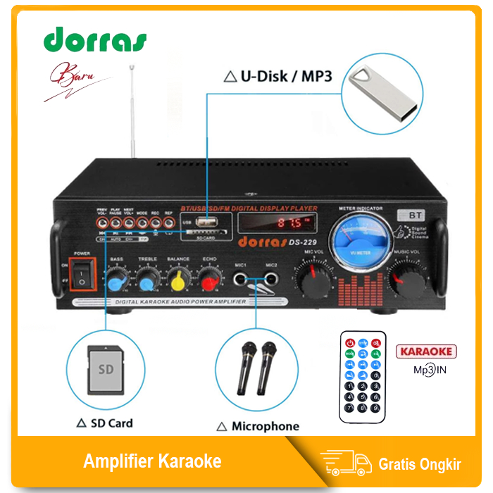 DORRAS Amplifier Karaoke 1000watt Dorras Ds-299 Stereo Audio/Amplifier Bluetooth