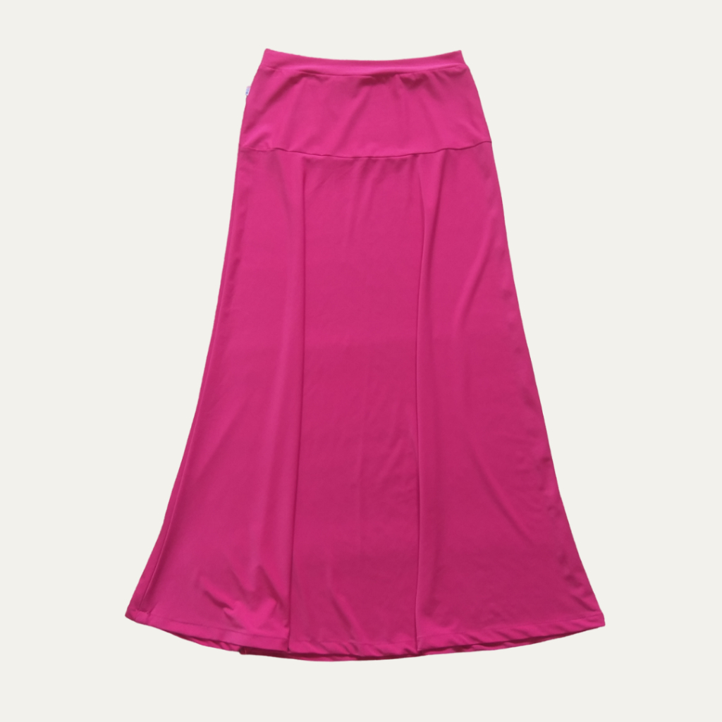 Rok Panjang Polos Long Skirt Kaos Pink Fuschia Model A-line