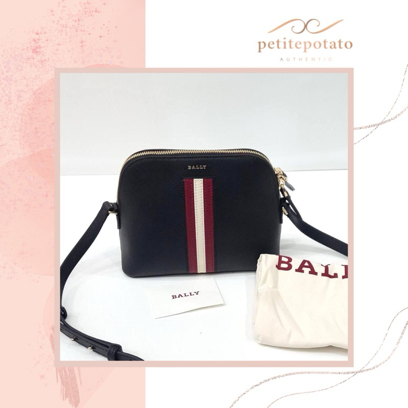 TAS BRANDED WANITA BALLY DOME CROSSBODY LEATHER ZIP