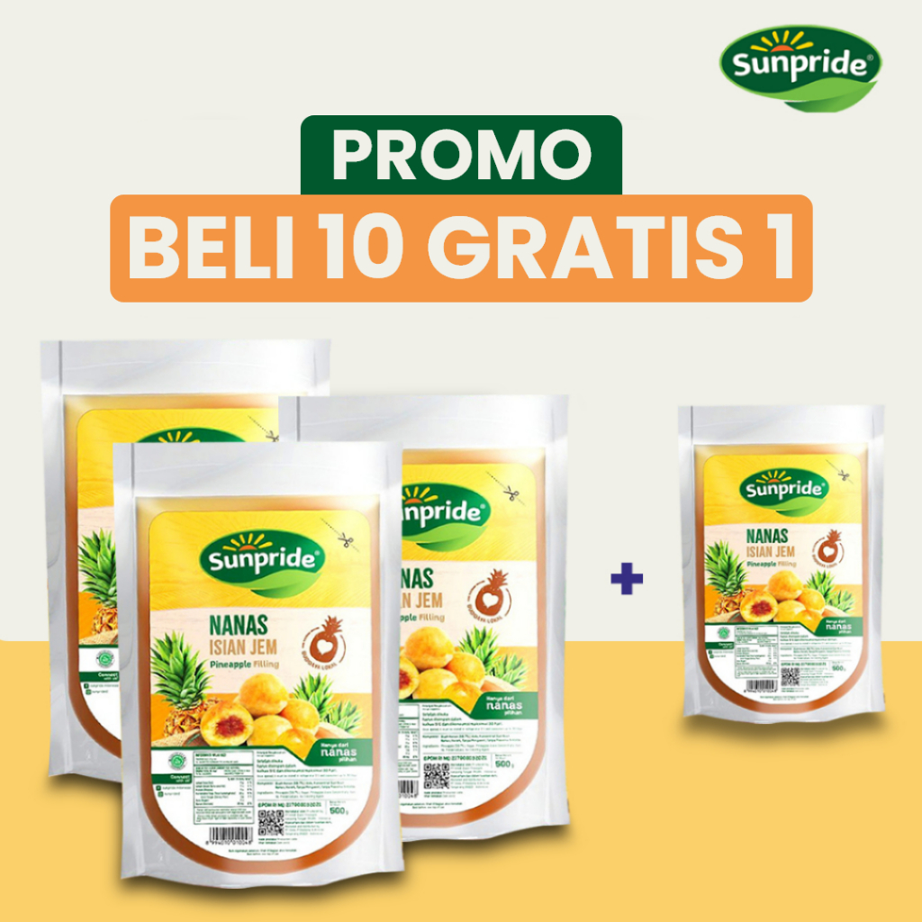

Promo BELI 10 GRATIS 1 Selai Nanas Isian Nastar - Sunpride Filling Pinnaple 500gr