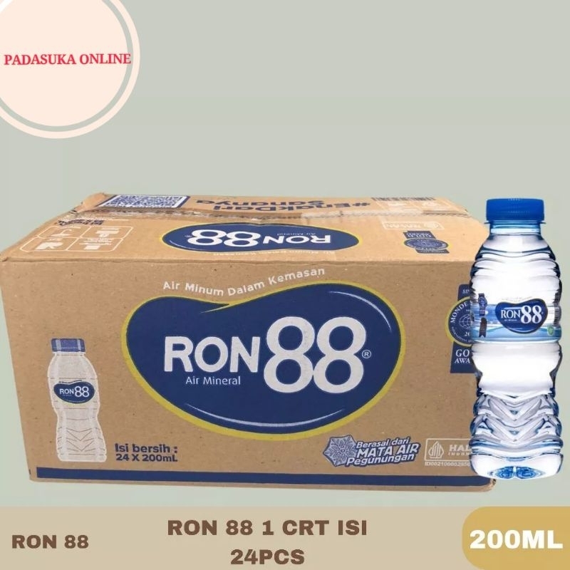 

RON88 - AIR MINERAL MINI 200ml / RON BOTOL KECIL 200ml 1 DUS ISI 24 BOTOL KEMASAN DUS