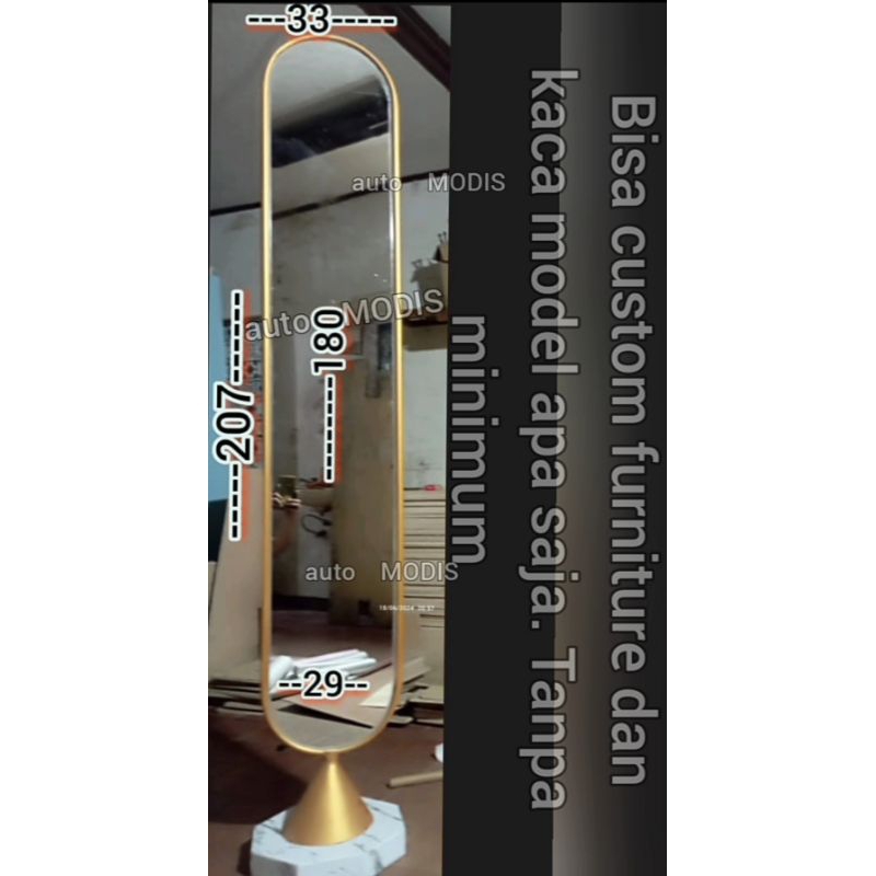 CERMIN KACA FULLBODY TINGGI MEWAH MINIMALIS MODERN DEKORASI INTERIOR ETALASE SELURUH BADAN DENGAN RO