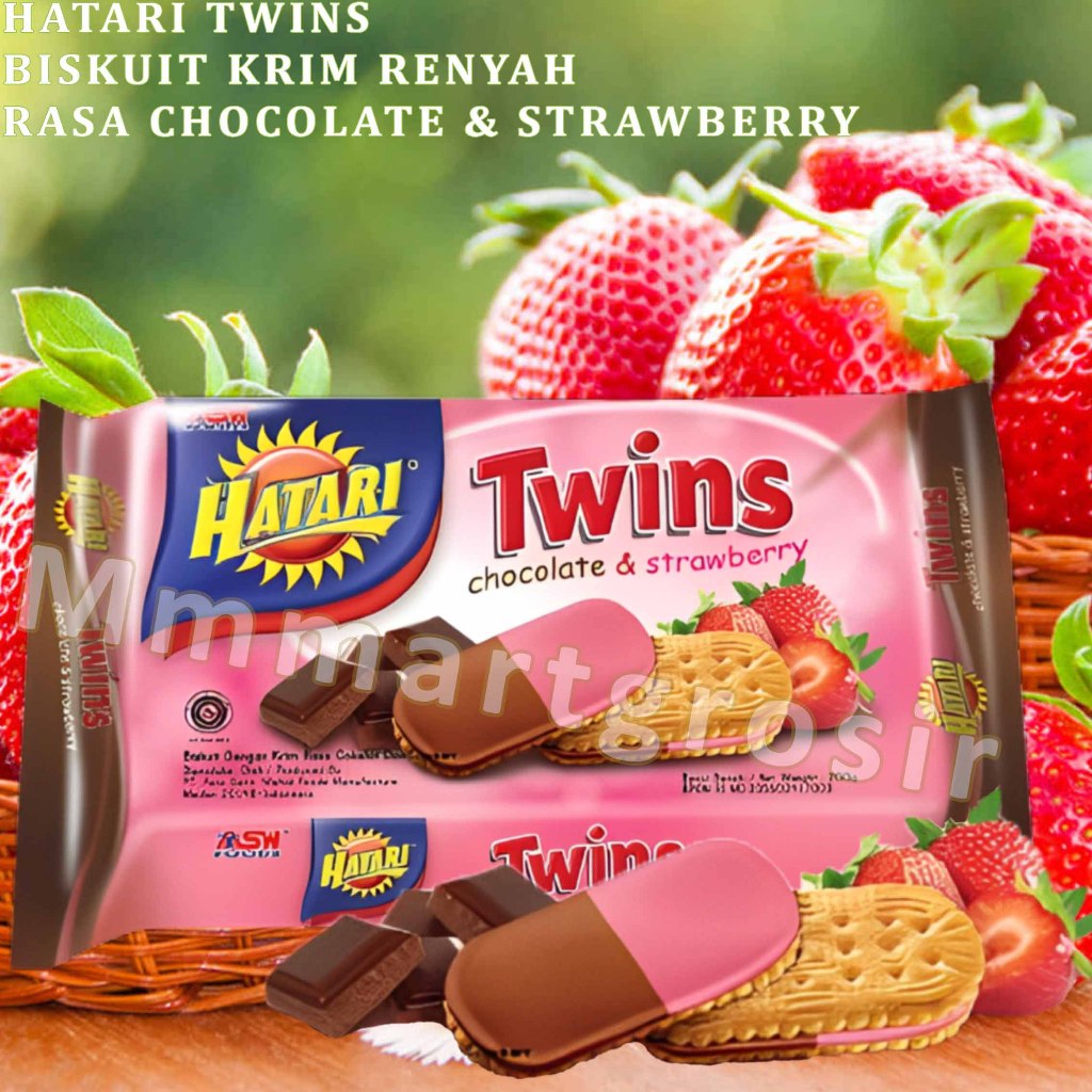 

Biscuit Hatari Twins / Biskuit Krim Renyah / Biskuit Rasa Chocolate & Strawberry / 190gr