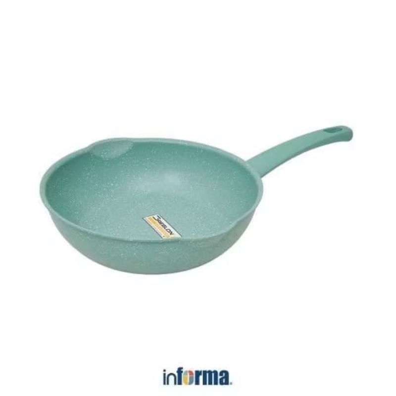 Informa Cooking Color 26 cm Kent Penggorengan Wok Ceramic - biru Pan Wok Anti Lengket Non Stick
