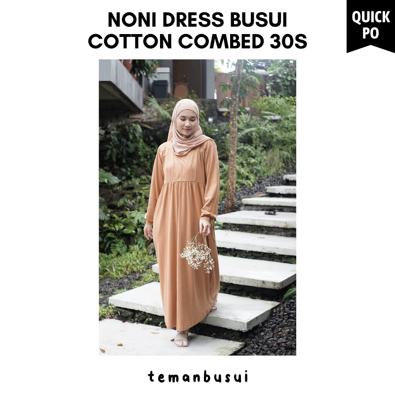 Noni Dress Busui Lengan Panjang Cotton Combed 30S / Daster Busui Rumahan / Dress Menyusui Polos Leng