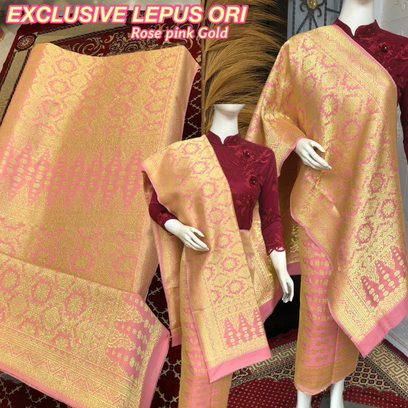 Exclusive Songket Lepus ORI Rose Pink Gold Gradiasi Berlian /Lepus Gebeng warna ORI /songket tenun a