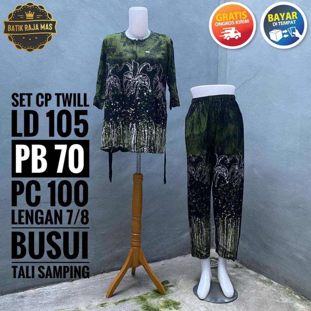 One Set Wanita Rayon Twill Ori Pekalongan Kekinian Dewasa Terbaru Motif Batik Abstrak Busui Resletin