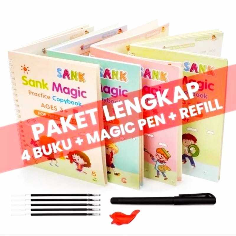

[ MJ ] Buku Belajar Menulis Anak 1 SET SANK Magic Practice Book Ages 3+ Isi 4 Buku + Pulpen